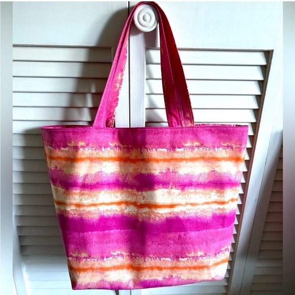 Hand Crafted Handbags - Hand Crafted Pink Tie Dye Tote Bag Fabric All Purpose Market Carrying Purse